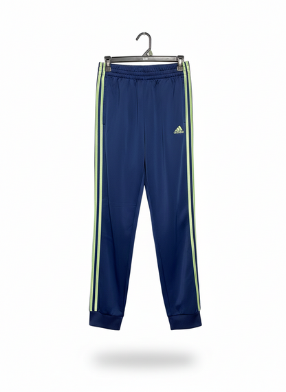 ADIDAS|M/L|WAIST 28|NAVY BLUE TRACK PANTS WITH LIME GREEN STRIPES