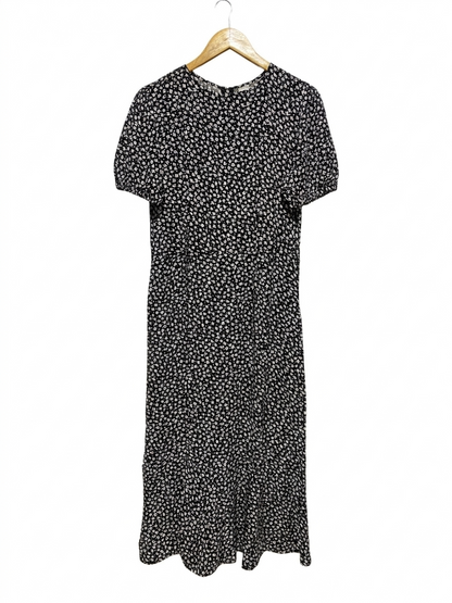 ANKO |M| BUST 19| B6| WOMEN'S ELEGANT BLACK AND WHITE FLORAL MIDI DRESS