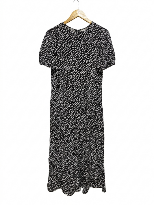 ANKO |M| BUST 19| B6| WOMEN'S ELEGANT BLACK AND WHITE FLORAL MIDI DRESS
