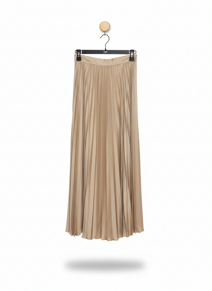 ZARA |M| WAISY 26| NEUTRAL HIGH-WAISTED PLEATED MAXI SKIRT