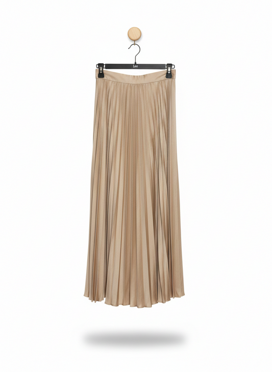 ZARA |M| WAISY 26| NEUTRAL HIGH-WAISTED PLEATED MAXI SKIRT