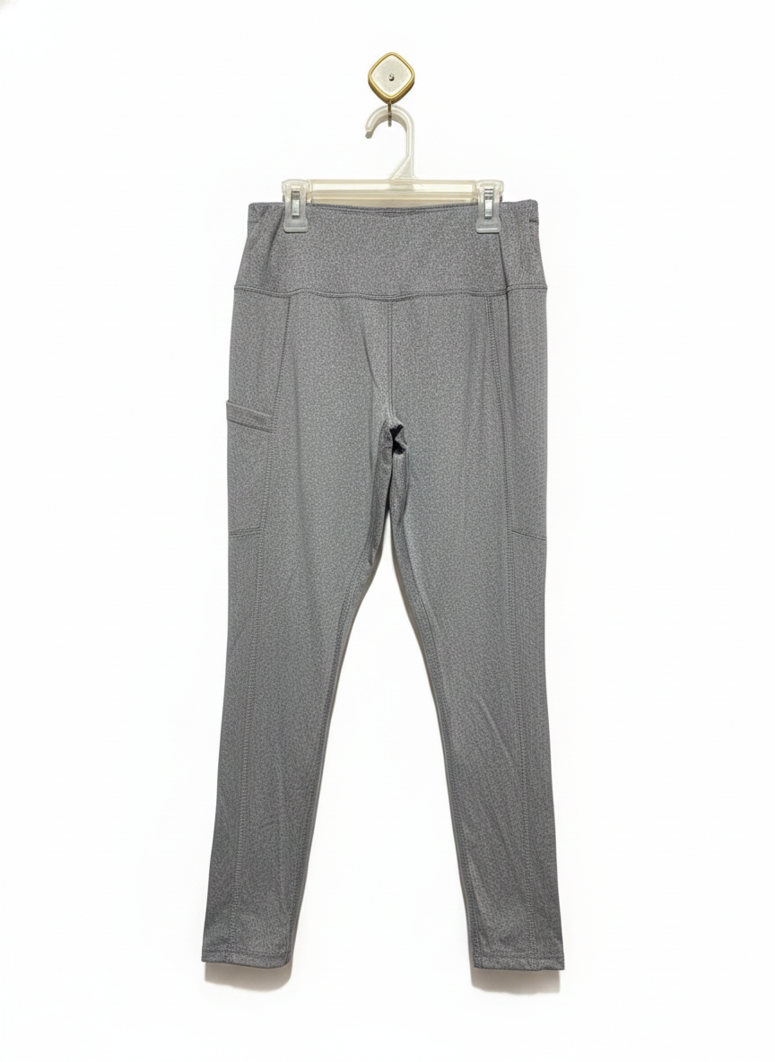 WORKOUT|S|WAIST 26|Women's Gray High-Waisted Athletic Leggings with Side Pockets