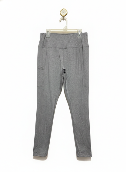 WORKOUT|S|WAIST 26|Women's Gray High-Waisted Athletic Leggings with Side Pockets