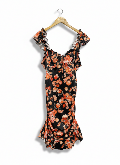 SHEIN |XL| BUST 17| ROMANTIC SATIN FLORAL MINI DRESS