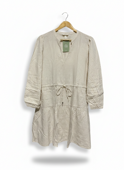H&M |M| BUST 21| NATURAL LINEN-BLEND TIERED MINI DRESS