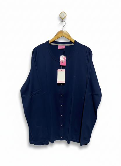 BROOK TAVERNER  |XL| BUST 25| Navy Blue, Crewneck Cardigan With Snap Buttons