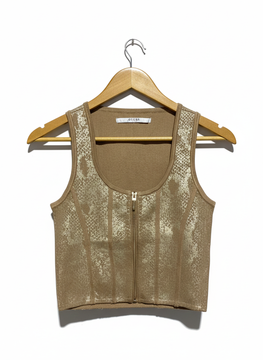GUESS|S|BUST 13|MIRAGE METALLIC SNAKE FOIL CROP TOP