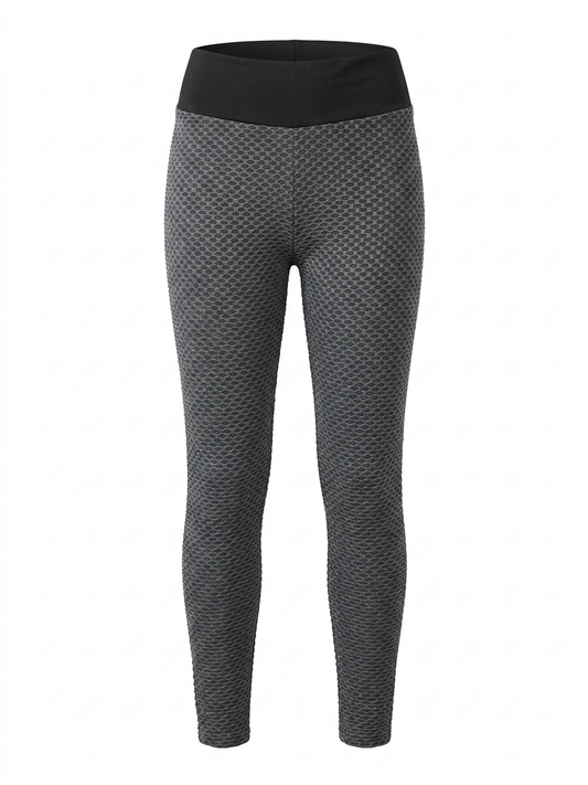 |M| WAIST 28| B11|  DARK GREY HONEYCOMB TEXTURED BUBBLE LEGGINGS - SCULPTING ACTIVEWEAR