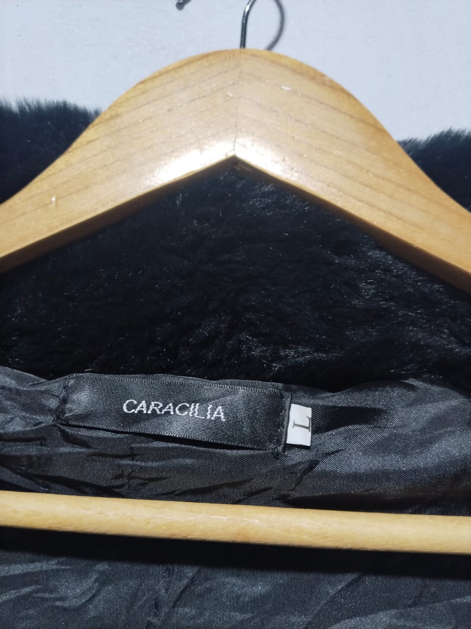 CARACILIA|L|BLACK FAUX FUR SHRUG JACKET