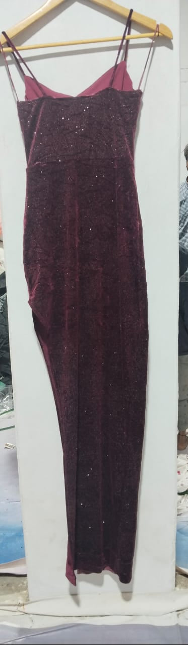 WINDSOR|XS|BUST 14|SHIMMER KNIT COWL NECK MAXI DRESS IN WINE