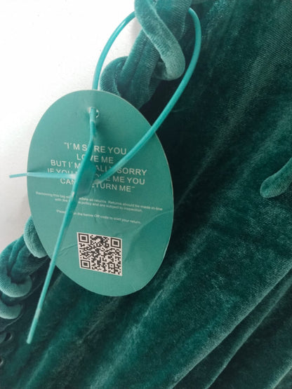 BBX BRAND|XS/S|BUST 16.5|GREEN VELVET CUT-OUT LACE-UP MAXI DRESS