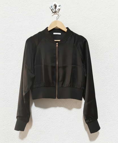 Cropped silk bomber jacket from Zara W-18/ L-15