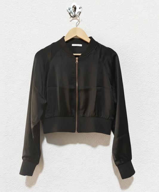 Cropped silk bomber jacket from Zara W-18/ L-15