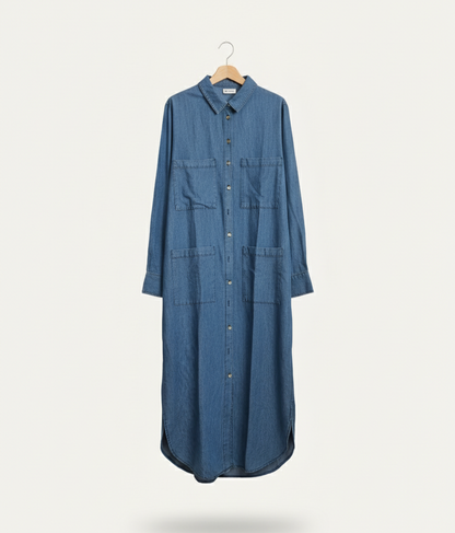 Warehouse Denim Western Style Belted Midi Shirt Dress  W-20/ L-46