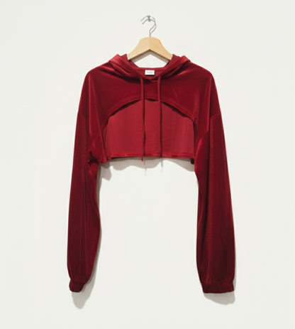 SHEIN EZwear Valentine's Day,Plus Drop Shoulder Super Crop Drawstring Hoodie W-16.5/ L-11.5