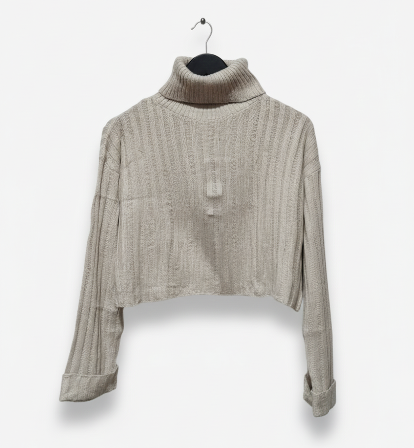 FASHION NOVA Kitten Soft Rib Turtleneck Sweater - Taupe W-21 / L-17