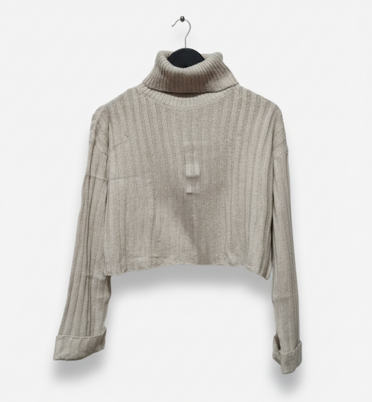 FASHION NOVA Kitten Soft Rib Turtleneck Sweater - Taupe W-21 / L-17