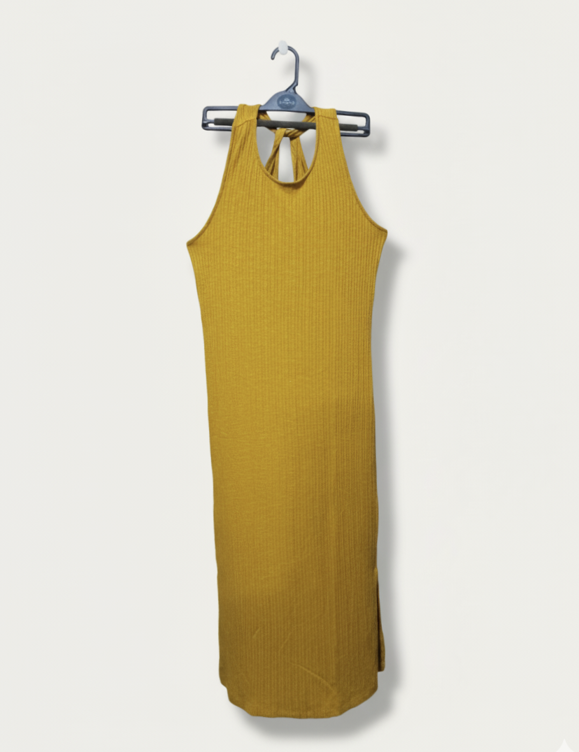 BNWT F&F Mustard Body Con Pencil Summer Dress UK 14  - W-17 / L-51