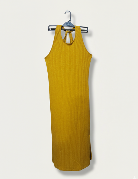 BNWT F&F Mustard Body Con Pencil Summer Dress UK 14  - W-17 / L-51