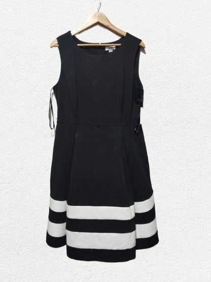 Calvin Klein Black/White Fit & Flare Dress W-19 / L-38