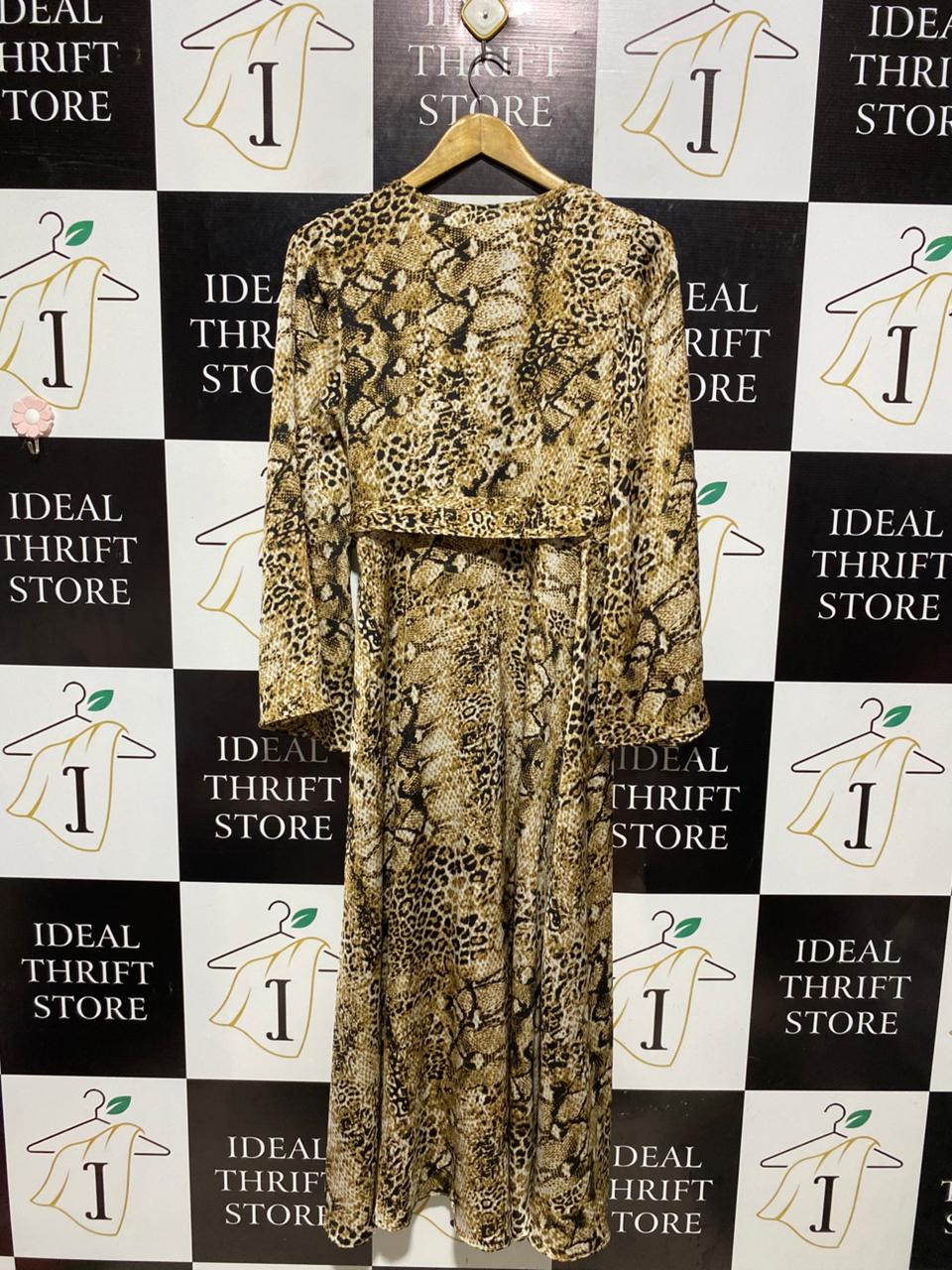 COOPER ST |M| BUST 17| B6| SNAKESKIN PRINT FAUX WRAP MAXI DRESS WITH BELT