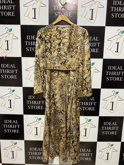 COOPER ST |M| BUST 17| B6| SNAKESKIN PRINT FAUX WRAP MAXI DRESS WITH BELT