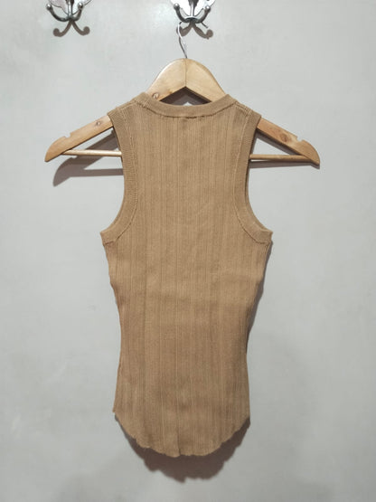 REVIEW Ribbed Sleeveless Round Neck Full Length Tank Top W-11/ L-22