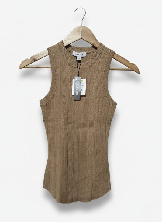 REVIEW Ribbed Sleeveless Round Neck Full Length Tank Top W-11/ L-22