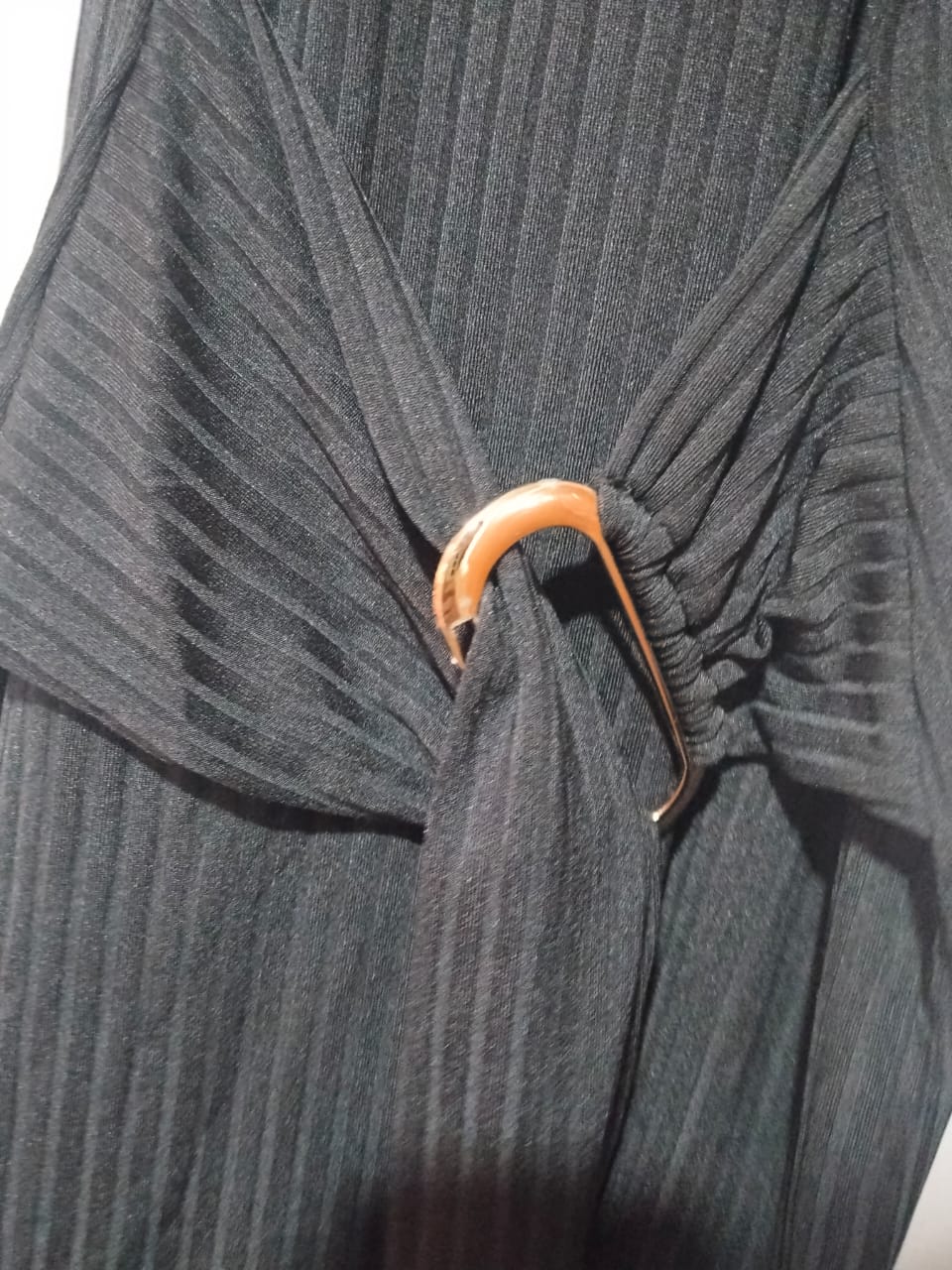 Black Ribbed Jersey Sleeveless Midi Dress W-15 / L-42