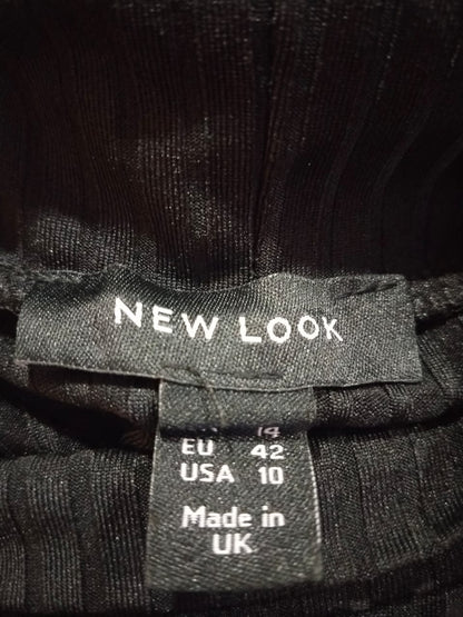 Black Ribbed Jersey Sleeveless Midi Dress W-15 / L-42