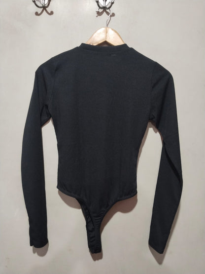 Tall Black Basic Crew Neck Long Sleeve Bodysuit | Tall | PLT W-16 / L-19