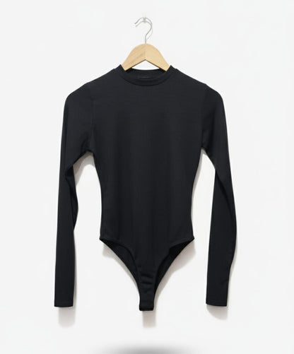 Tall Black Basic Crew Neck Long Sleeve Bodysuit | Tall | PLT W-16 / L-19