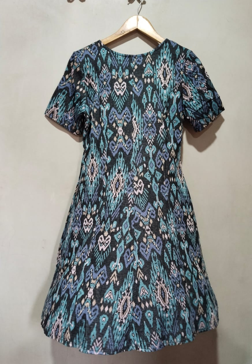 Monsoon Jenna Jacquard Everyday Fit & Flare Spring Dress  BNWT Stretchy W-18 / L-37