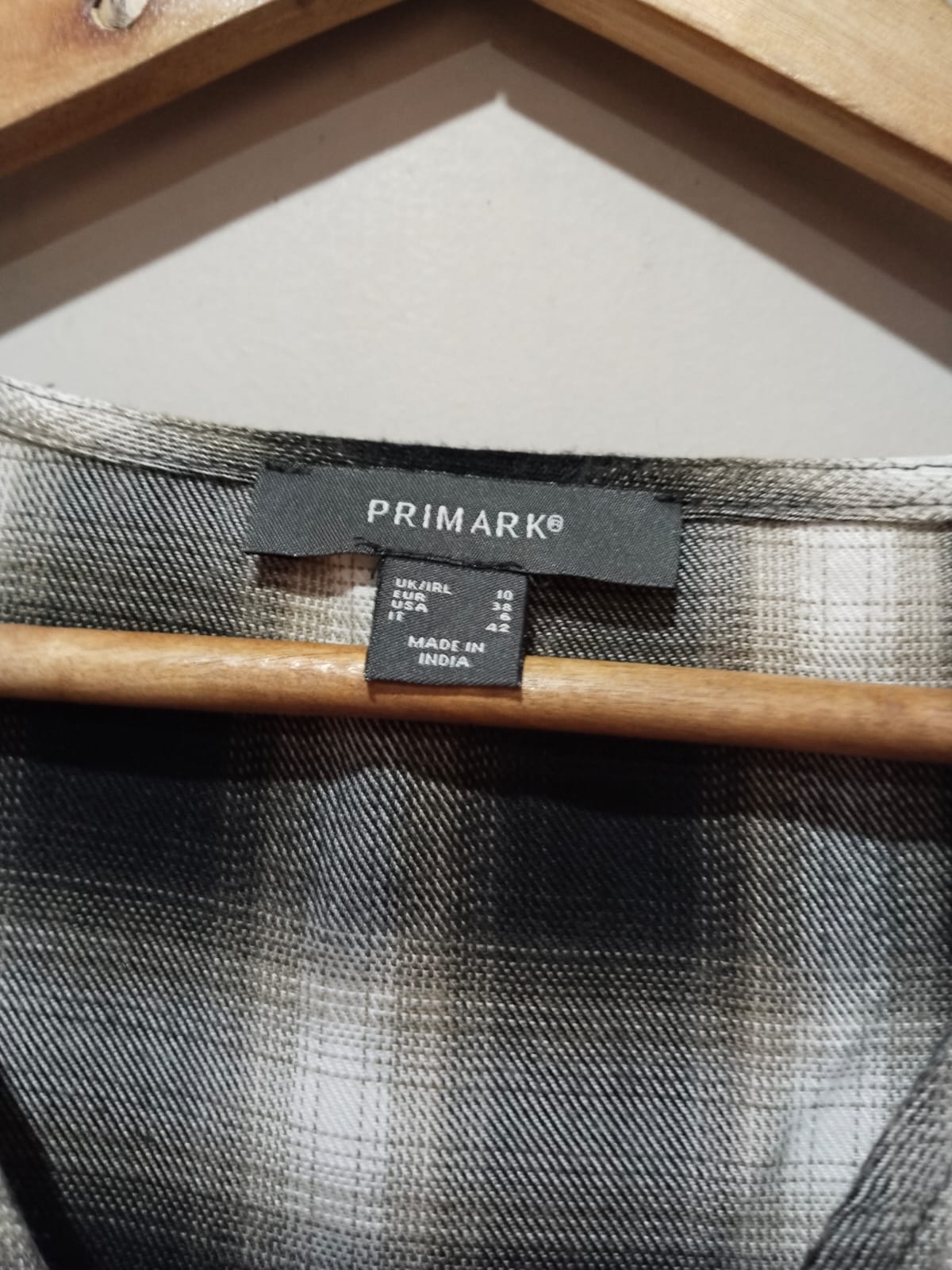 Primark Boho Check Tiered Smock Dress Long Sleeve Brushed Cotton W-17.5 /L-35