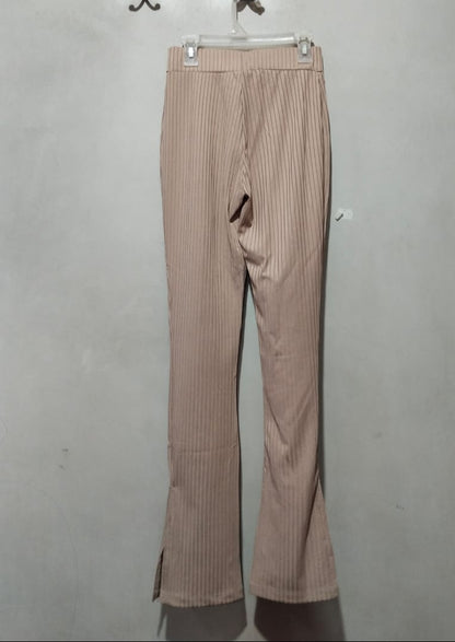 Mink Ribbed Flared Trousers | New Look W-24/ L-39