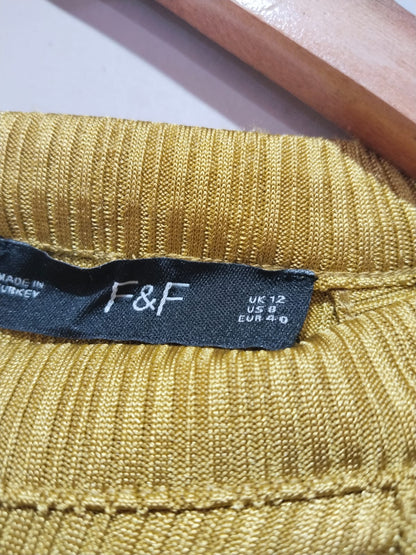 F&F Women's Mustard Yellow Sleeveless Knit Crop Top W-16 / L-25