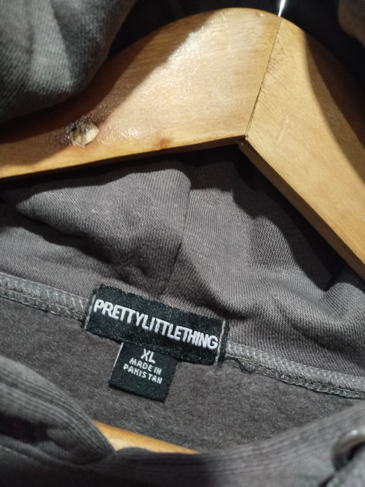 PRETTYLITTLETHING Logo Charcoal Grey Oversized Fit Hoodie W-30 / L-27