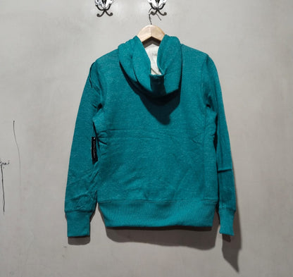 Faded Glory Jacket Coat Green Hoodie White Faux Fur W-18 / L-24