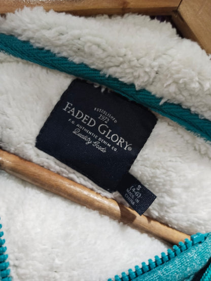 Faded Glory Jacket Coat Green Hoodie White Faux Fur W-18 / L-24