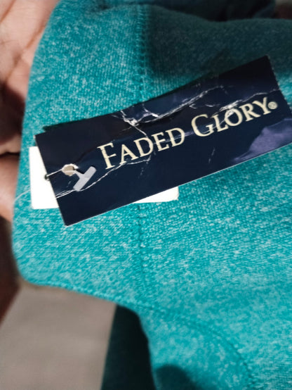 Faded Glory Jacket Coat Green Hoodie White Faux Fur W-18 / L-24