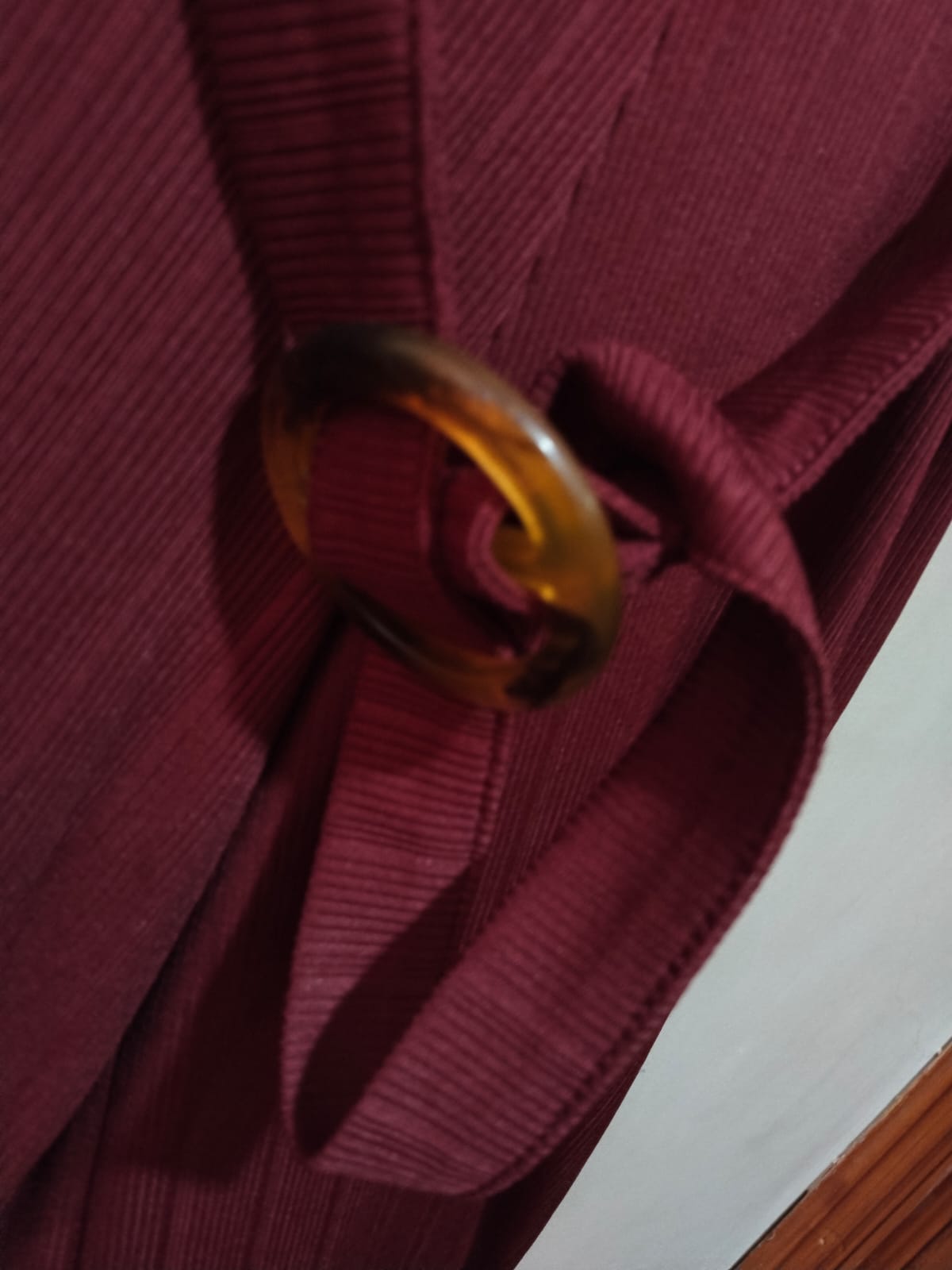 NEW LOOK BURGUNDY RIBBED WRAP CULOTTE BELTED JUMPSUIT W-14 / L-46