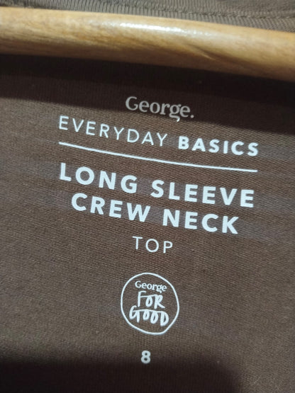 GEORGE Brown Basic Long Sleeve Top W-15/L-23