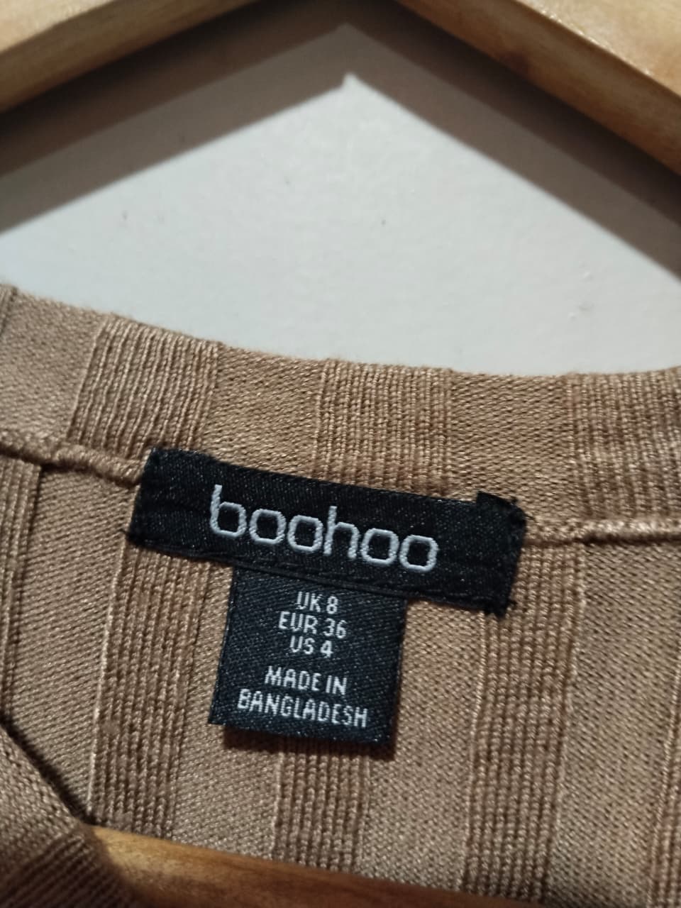 Boohoo Rib Knitted Mini Dress - taupe