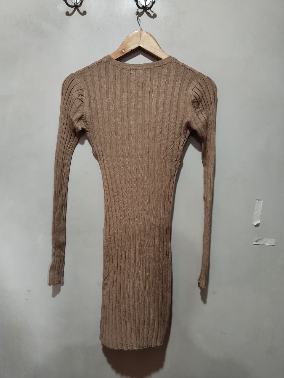 Boohoo Rib Knitted Mini Dress - taupe