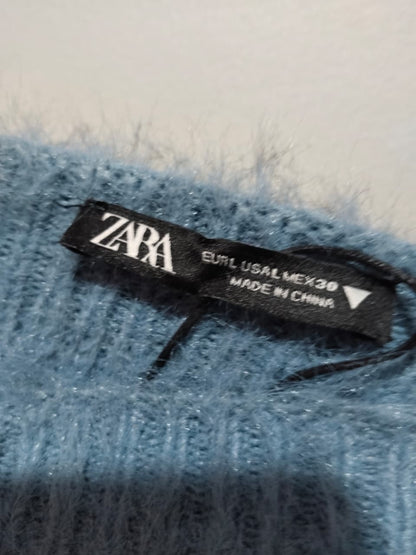 Zara Blue Fuzzy Crop/Tube Top