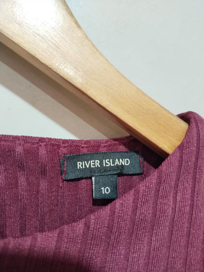 River Island Burgundy Ripped Dress Size 10