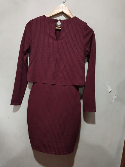 River Island Burgundy Ripped Dress Size 10
