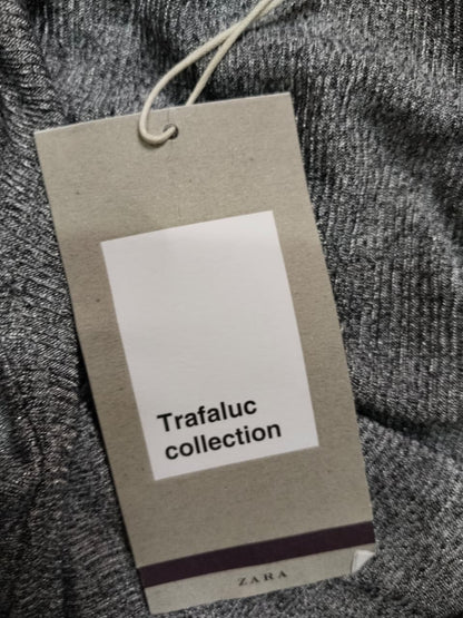 ZARA SILVER SHINY ASYMMETRIC NECKLINE SINGLE STRAP TOP