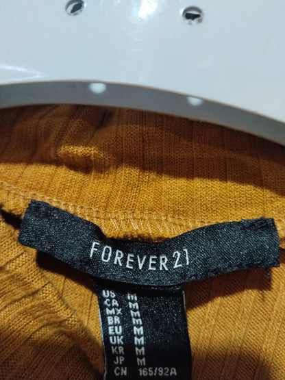 Forever 21 Mustard Yellow Cropped Knit Sweater