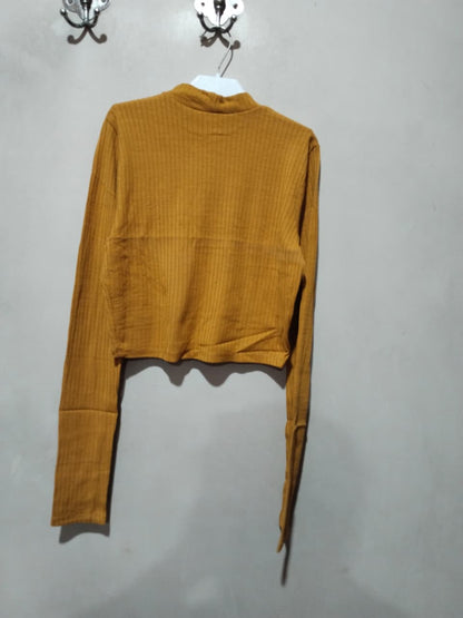 Forever 21 Mustard Yellow Cropped Knit Sweater